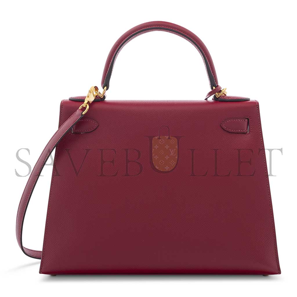 HERMÈS A ROUGE GARANCE EPSOM LEATHER SELLIER KELLY 28 WITH GOLD HARDWARE (28*22*10cm) 